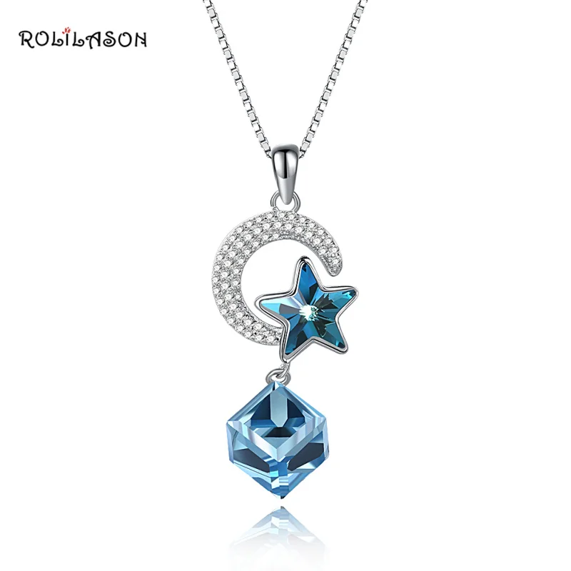 ROLILASON 925 Sterling Silver white crystal Blue zircon Necklace pendant For Women wedding gift fashion Jewelry SP49
ROLILASON 925 Sterling Silver white crystal Blue zircon Necklace pendant For Women wedding gift fashion Jewelry SP49