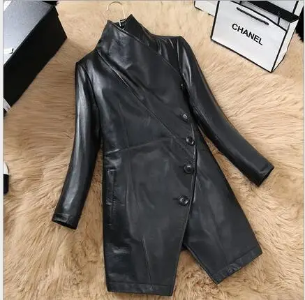 

Quality is very good fashion women leather jacket plus size 2017 spring women slim fit long leather coat ladies leather trench