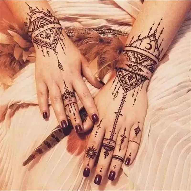 1 pair Henna Glitter Temporary Tattoo Stencil Lace Rose India Flower bride wedding Bachelor party Hand Paint Templates Diy Tool
1 pair Henna Glitter Temporary Tattoo Stencil Lace Rose India Flower bride wedding Bachelor party Hand Paint Templates Diy Tool