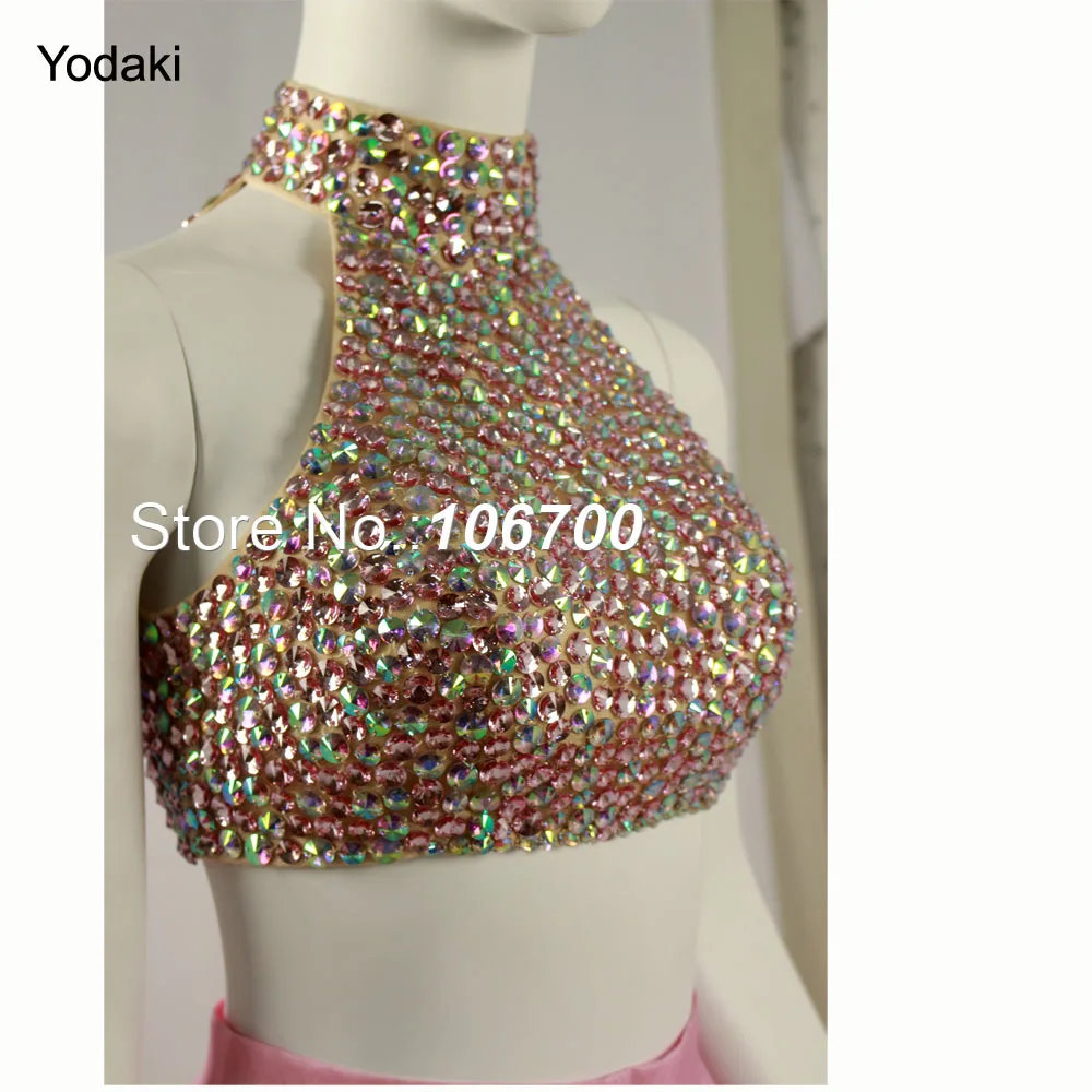 New Arrival Two Pieces Big Bottom Ball Gown Evening Gowns High Neck Halter Pink Long Party Prom robe de soiree
New Arrival Two Pieces Big Bottom Ball Gown Evening Gowns High Neck Halter Pink Long Party Prom robe de soiree