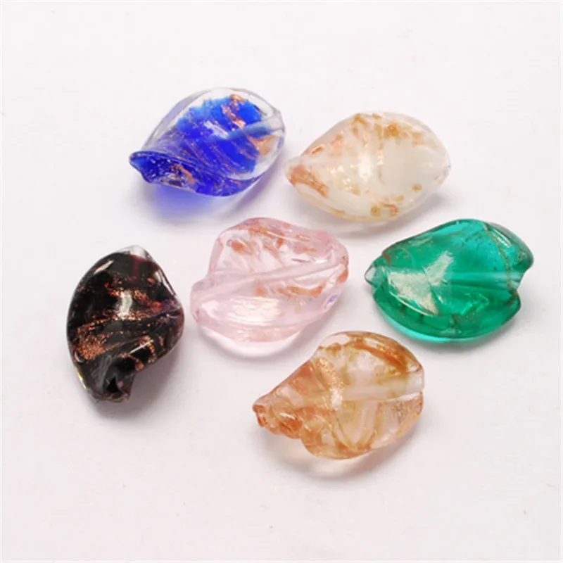 Mixed 6 Color Handmade Twist Leaf with Goldsand Lampwork Beads for Jewelry Makings, 20x15x7mm, Hole: 2mm; 28x18x7mm, Hole: 2.5mm
Mixed 6 Color Handmade Twist Leaf with Goldsand Lampwork Beads for Jewelry Makings, 20x15x7mm, Hole: 2mm; 28x18x7mm, Hole: 2.5mm
