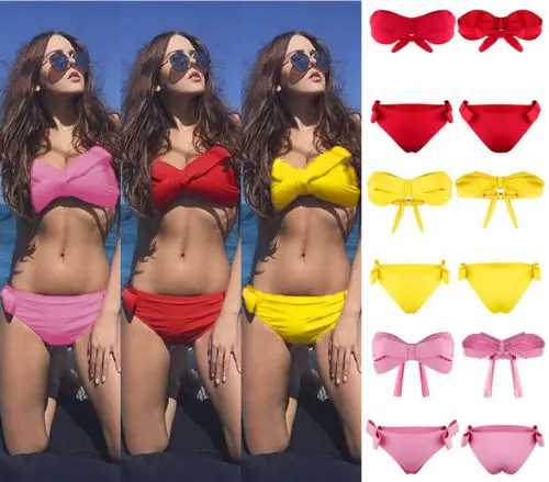 Bowknot Bikini Set Push-Up Padded Bra Women Swimwear 2018 Summer Women Candy Color Swimsuits Bathing Suits Beachwear
Bowknot Bikini Set Push-Up Padded Bra Women Swimwear 2018 Summer Women Candy Color Swimsuits Bathing Suits Beachwear