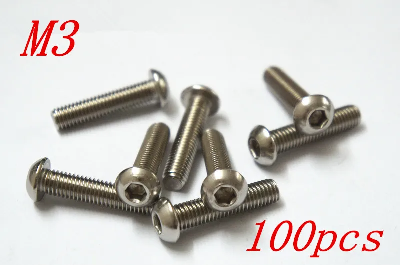 100pcs/Lot Metric Thread M3*4/5/6/8/10/12/16/18/20/22/25/30/35-50mm 304 Stainless Steel Button Head Hex Socket Cap Screws Bolts
100pcs/Lot Metric Thread M3*4/5/6/8/10/12/16/18/20/22/25/30/35-50mm 304 Stainless Steel Button Head Hex Socket Cap Screws Bolts