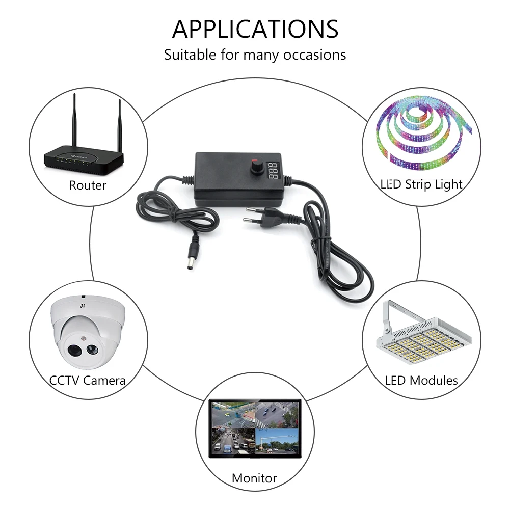 Universal adapter with display screen voltage Regulated power supply adatpor 3 12 24 v Adjustable Power For LED Strip Router DVD
Universal adapter with display screen voltage Regulated power supply adatpor 3 12 24 v Adjustable Power For LED Strip Router DVD