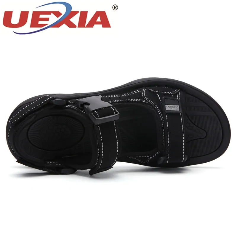 UEXIA/уличные летние кожаные сандалии на липучке Zapatos обувь пляжные мужские