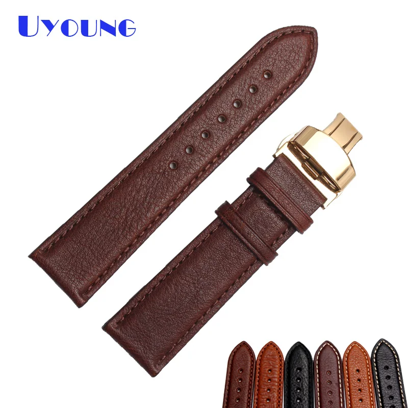18mm 20mm 22mm 24mm Quality Genuine Leather Watchband mens leather bracelet accessories black watch belt | Наручные часы