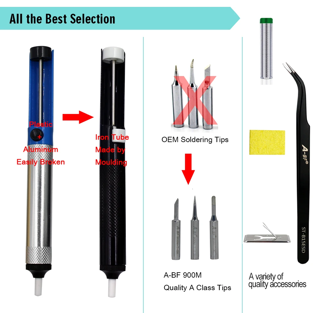 A-BF GS90D 90W 836D 60W 220V Soldering Iron Temperature Adjustable Digital LCD 7-in-1 with Soldering Tips Solder
A-BF GS90D 90W 836D 60W 220V Soldering Iron Temperature Adjustable Digital LCD 7-in-1 with Soldering Tips Solder