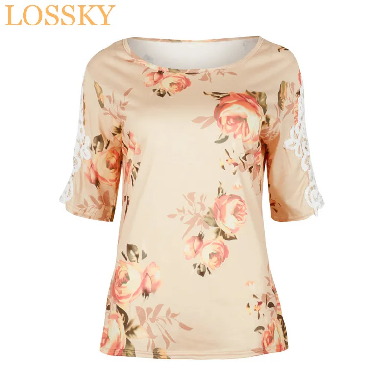 Floral Print Lace Patchwork Summer Khaki T Shirt Casual O Neck Half Sleeve Women's T-shirt Sexy Basic Pullovers Tshirt Top Tees
Floral Print Lace Patchwork Summer Khaki T Shirt Casual O Neck Half Sleeve Women's T-shirt Sexy Basic Pullovers Tshirt Top Tees