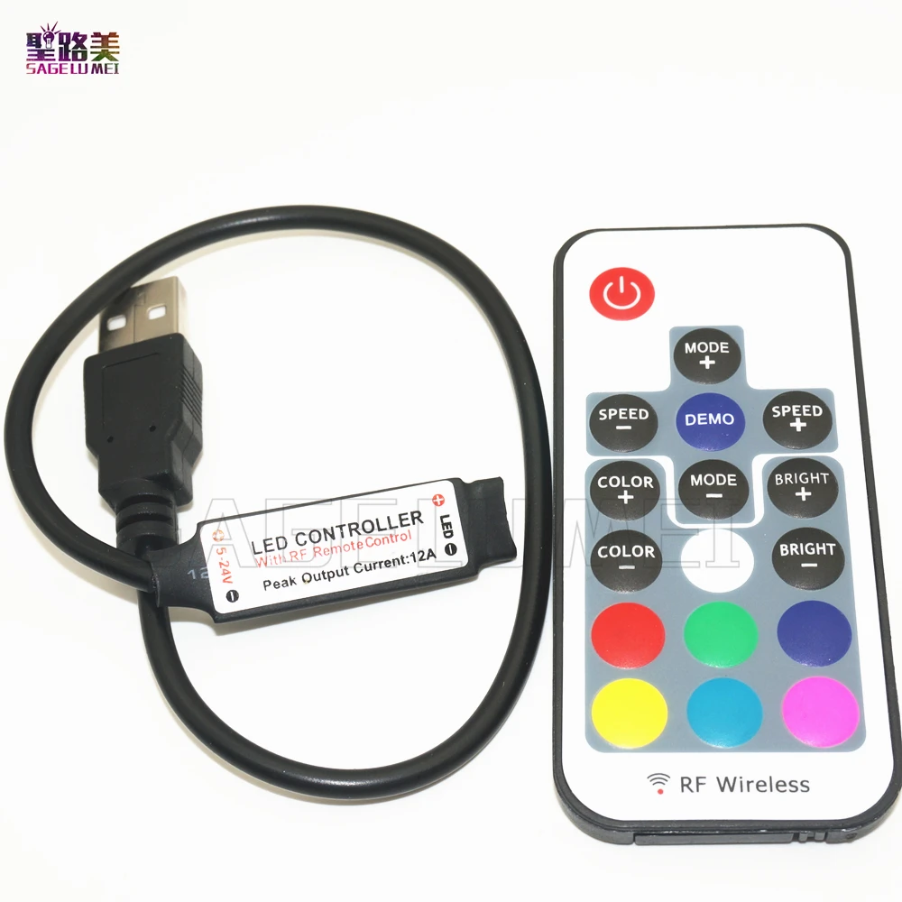 DC5V USB RGB LED Controller 17keys 12A RF Wireless Mini Remote Controller for 3528 5050 RGB smd Led Strip tape lighting DC5V-24V
DC5V USB RGB LED Controller 17keys 12A RF Wireless Mini Remote Controller for 3528 5050 RGB smd Led Strip tape lighting DC5V-24V