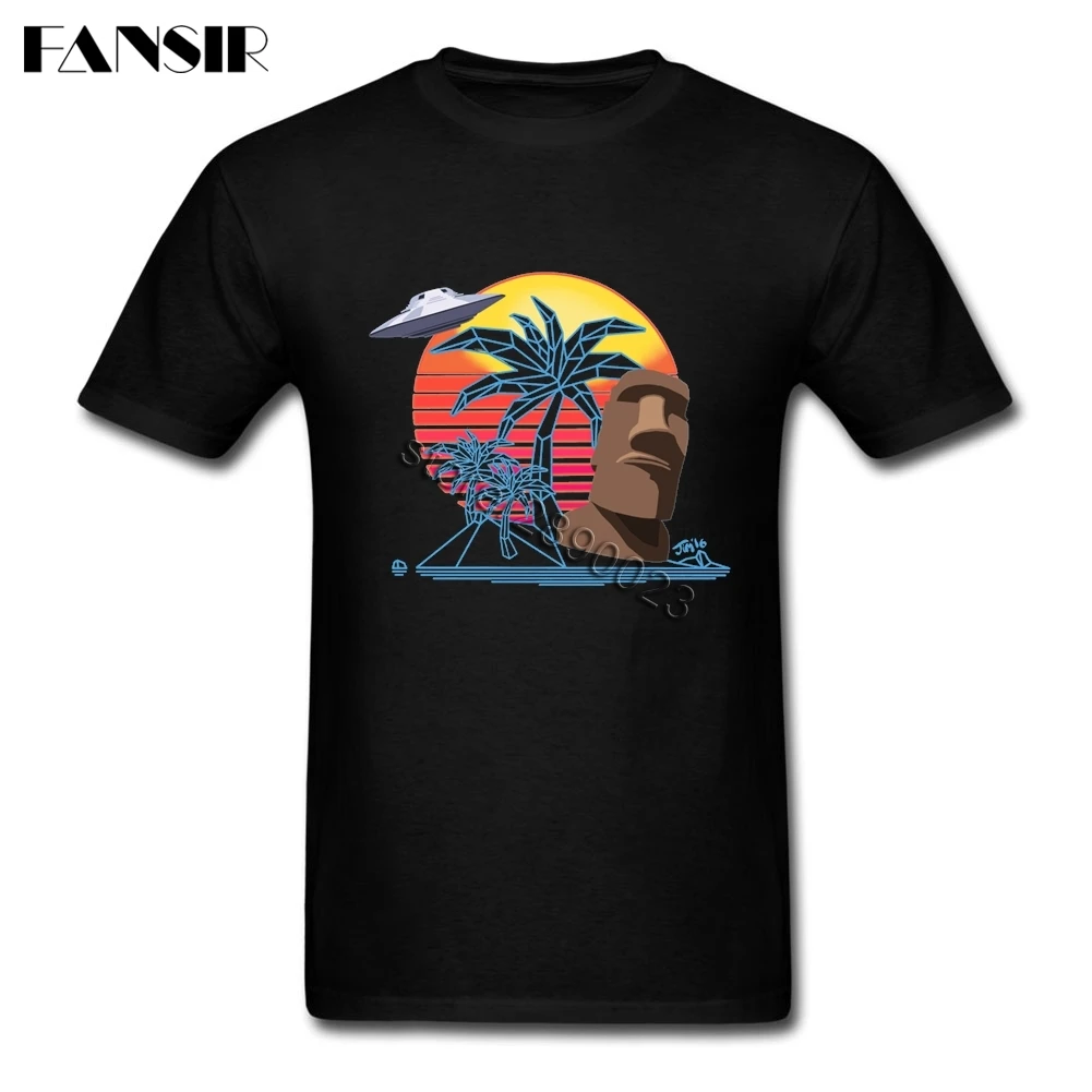 Эстетика Vaporwave Тайна острова Пасхи Camiseta в стиле хип хоп Для мужчин футболки с