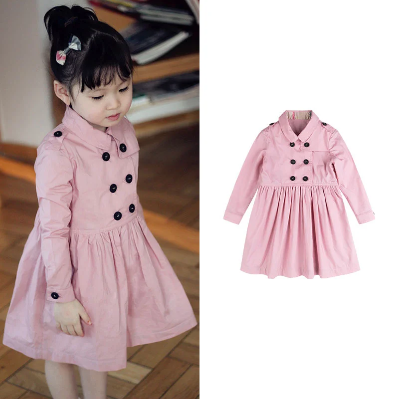 Girls Classic British Style Long Sleeve Double-breasted Round Neck Insert Bag Windbreaker Dress Dress
Girls Classic British Style Long Sleeve Double-breasted Round Neck Insert Bag Windbreaker Dress Dress