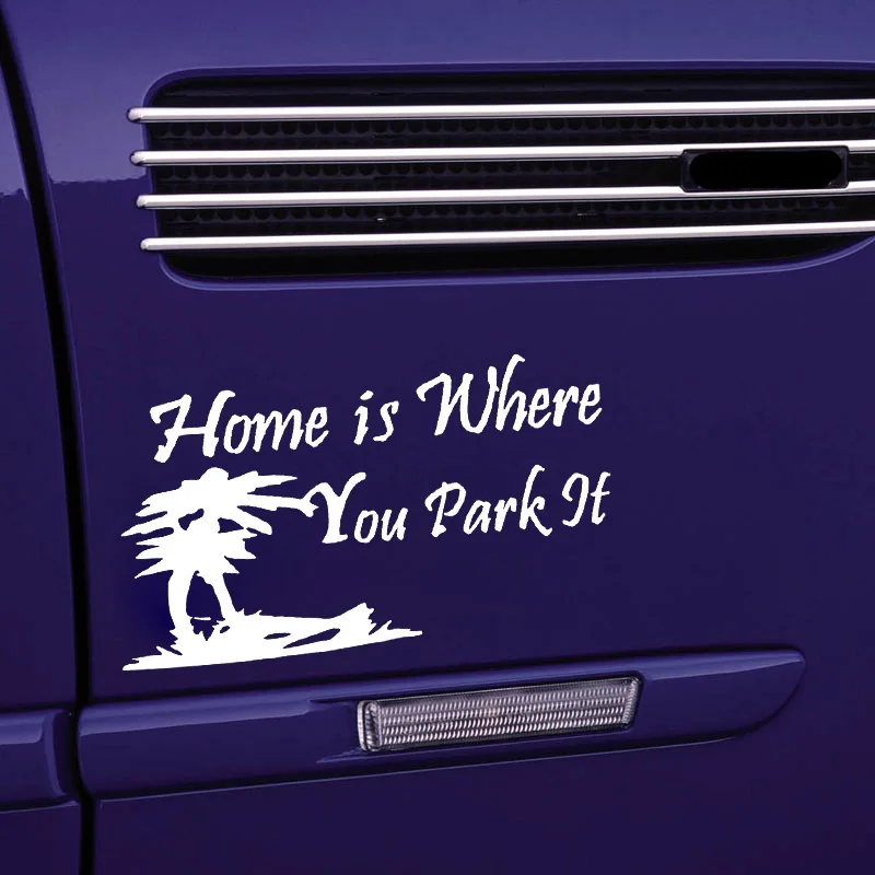 QYPF 18.4cm*10.5cm Home Is Where You Park It Cartoon Interesting Tree Vinyl Car Sticker Graphical Window Decal C18-0453 | Автомобили и
