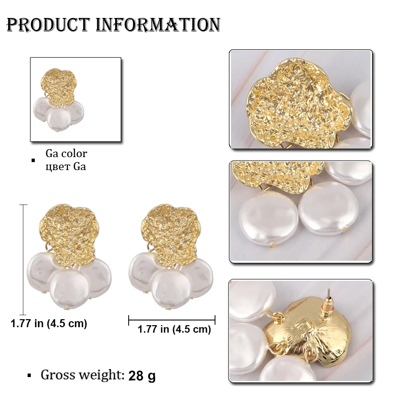 LEADERBEADS 2019 ZA Irregular Metal Drop Earrings Hyperbole Big Simulated-Pearl Dangle Earrings for Women Statement Ear Jewelry
LEADERBEADS 2019 ZA Irregular Metal Drop Earrings Hyperbole Big Simulated-Pearl Dangle Earrings for Women Statement Ear Jewelry