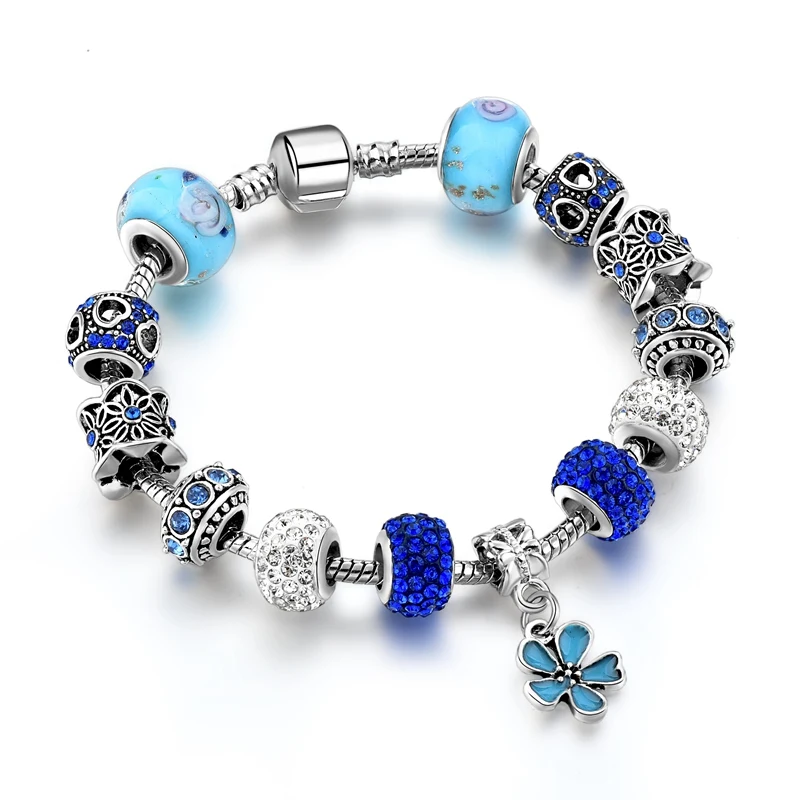 2018 New Fashion Jewelry Charm Bracelets for Women with blue Crystal Beads plant Bangles Silver Pulsera SBR170068
2018 New Fashion Jewelry Charm Bracelets for Women with blue Crystal Beads plant Bangles Silver Pulsera SBR170068