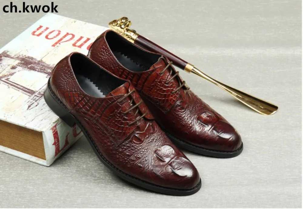 CH.KWOK Crocodile Wine Red Mens Dress Oxfords Genuine Leather Men Wedding Party Formal Shoes Oxfords Breathable Lace Up Shoes
CH.KWOK Crocodile Wine Red Mens Dress Oxfords Genuine Leather Men Wedding Party Formal Shoes Oxfords Breathable Lace Up Shoes