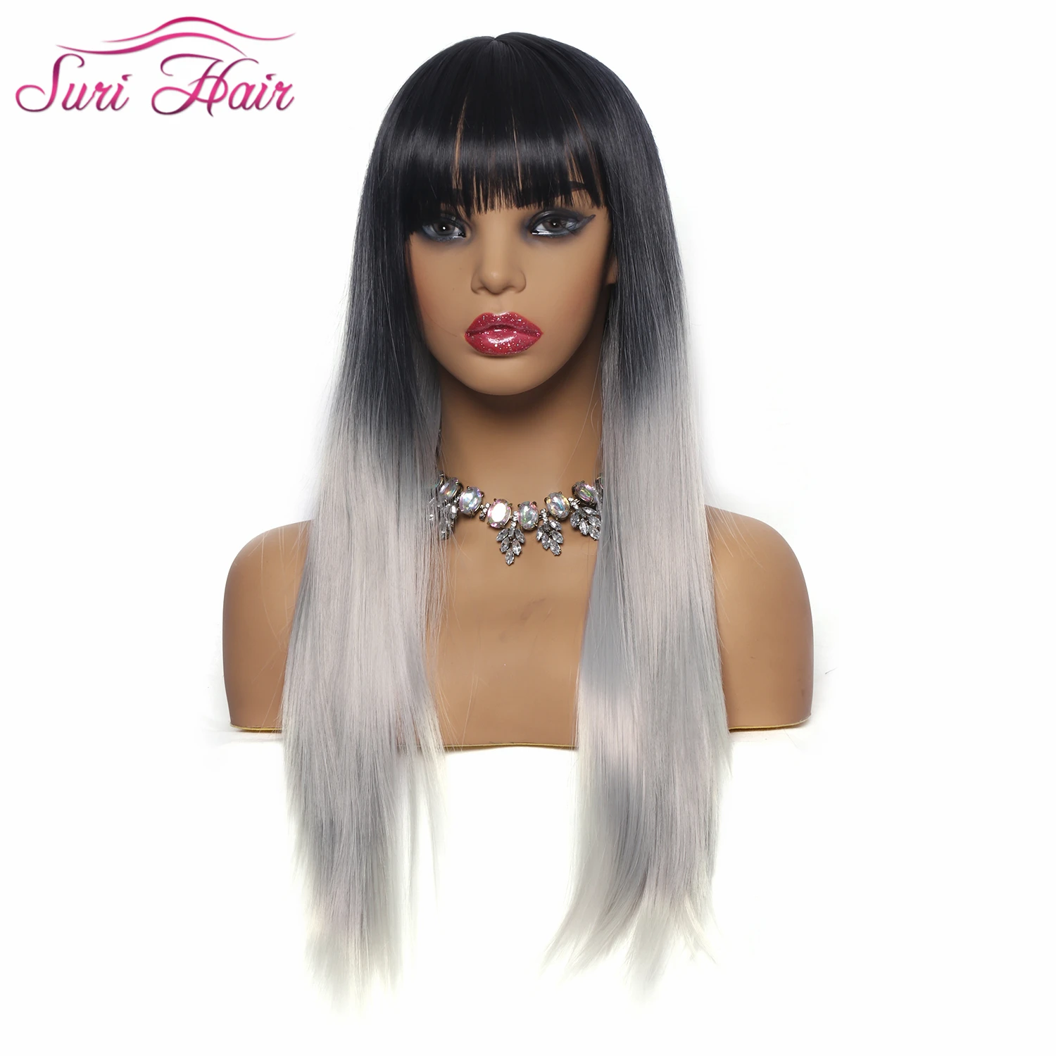 Suri Hair Long Straight Synthetic Cosplay Wigs For black Women With Bangs Two Tone Ombre Mix Grey black Guleless Heat Resistant
Suri Hair Long Straight Synthetic Cosplay Wigs For black Women With Bangs Two Tone Ombre Mix Grey black Guleless Heat Resistant