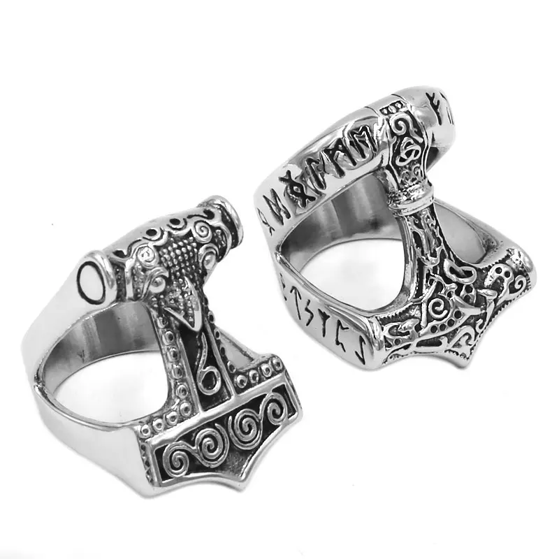 Norse Viking Myth Thor Hammer Ring Stainless Steel Jewelry Celtic Knot Ring Animal Viking Amulet Biker Ring Wholesale SWR0820
Norse Viking Myth Thor Hammer Ring Stainless Steel Jewelry Celtic Knot Ring Animal Viking Amulet Biker Ring Wholesale SWR0820