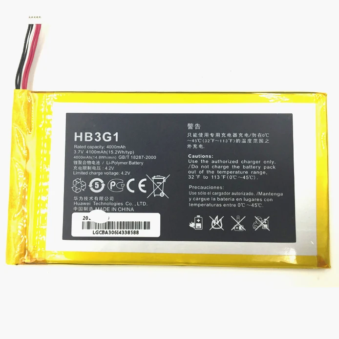 4000 мА/ч 3,7 в Li-Ion HB3G1/HB3G1H Аккумулятор для планшетного ПК для Huawei MediaPad S7-601W S7-301U S7-601U 302 303 701
4000 мА/ч 3,7 в Li-Ion HB3G1/HB3G1H Аккумулятор для планшетного ПК для Huawei MediaPad S7-601W S7-301U S7-601U 302 303 701