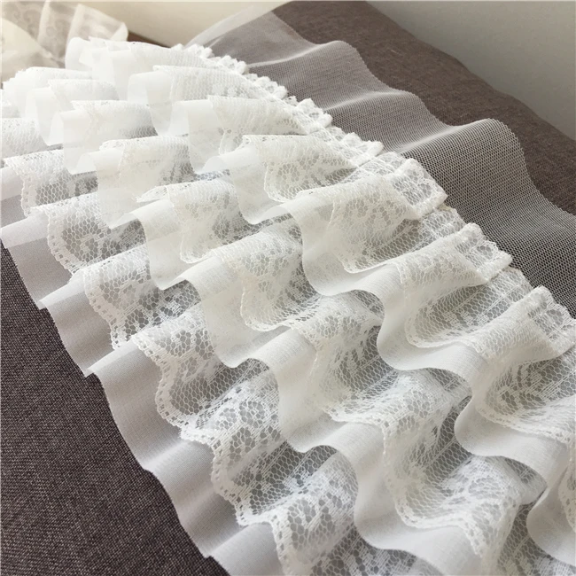 Black white lace trim plait pleated chiffon 11cm wide garment doll diy skirt hem lace fabric accessories
Black white lace trim plait pleated chiffon 11cm wide garment doll diy skirt hem lace fabric accessories
