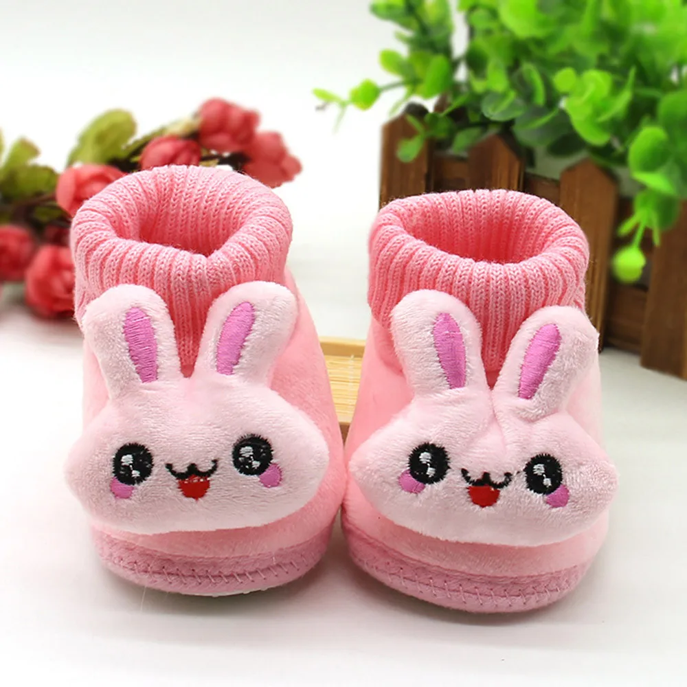 Infantil/Обувь для новорожденных с рисунком кролика Теплая обувь мягкой подошвой