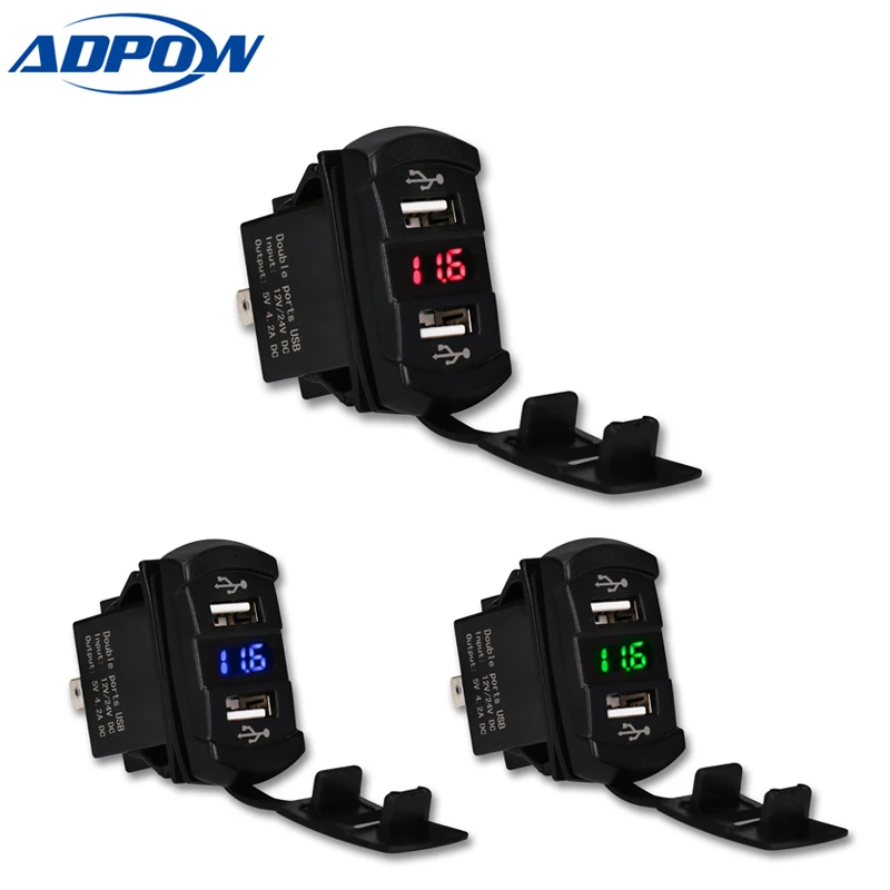 ADPOW Dual USB Car Charger Power Adapter Socket 12V USB Charger Waterproof Voltmeter Power Adapter For truck Motorcycle
ADPOW Dual USB Car Charger Power Adapter Socket 12V USB Charger Waterproof Voltmeter Power Adapter For truck Motorcycle