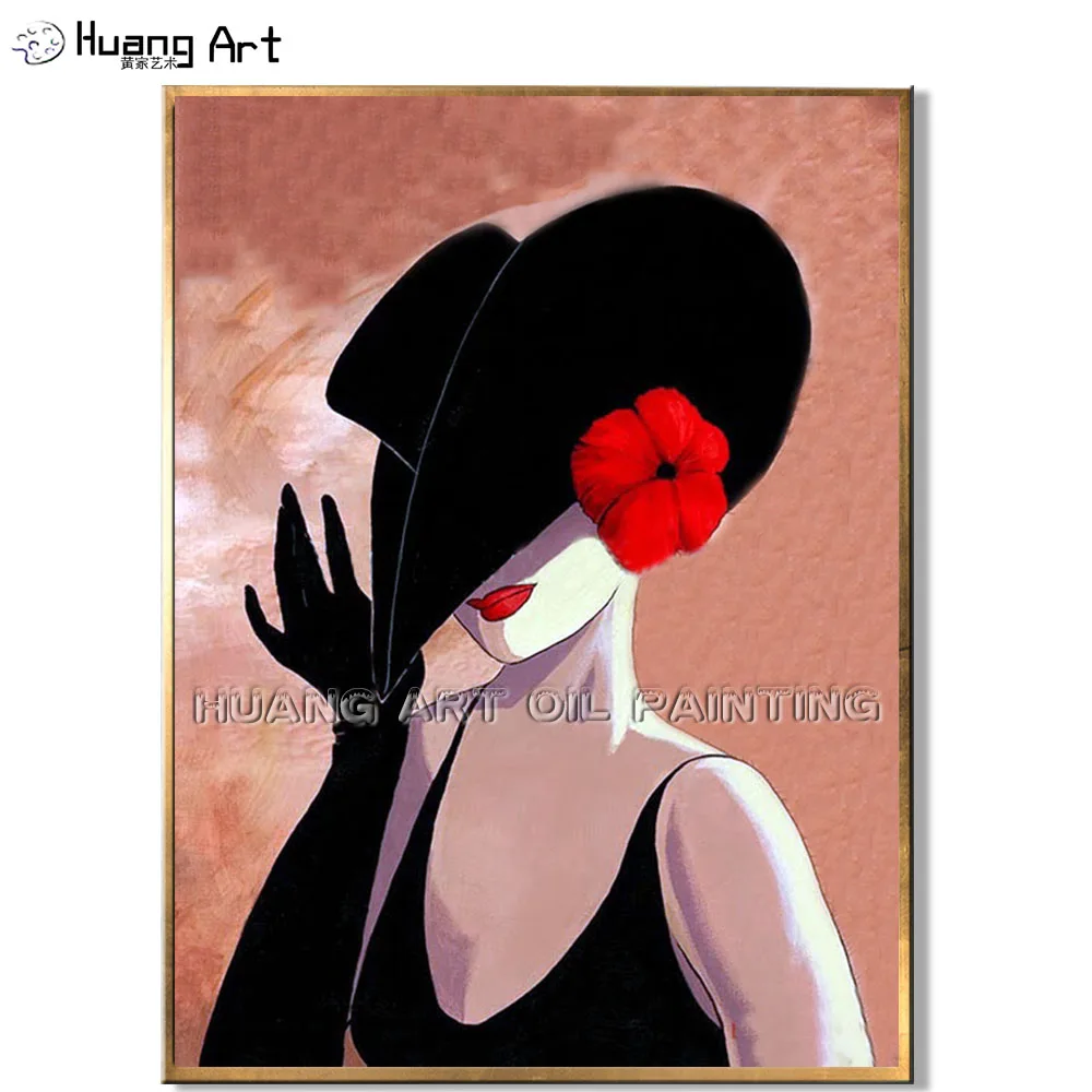 Modern Elegant Lady Portrait Oil Painting for Wall Decor Hand-painted Sexy Beauty with Black Hat Figure Oil Painting on Canvas
Modern Elegant Lady Portrait Oil Painting for Wall Decor Hand-painted Sexy Beauty with Black Hat Figure Oil Painting on Canvas