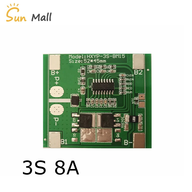Новое поступление, защитная плата для литиевых батарей 3S 8A BMS 12,6 В, зарядная плата, ограничение 15A, защита от перезарядки и переразряда
Новое поступление, защитная плата для литиевых батарей 3S 8A BMS 12,6 В, зарядная плата, ограничение 15A, защита от перезарядки и переразряда