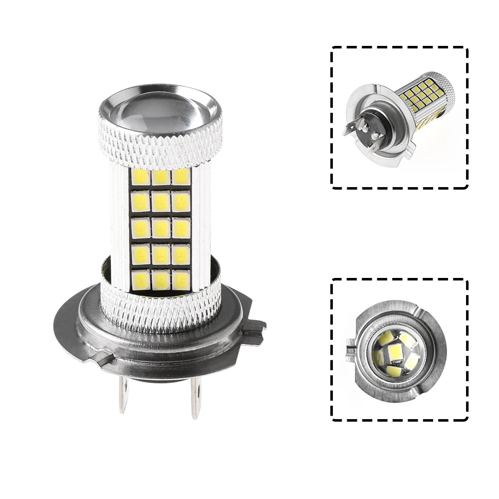 2 шт. 12V H7 2835 Светодиодный 66SMD 6000K автомобиля проектор противотуманная фара