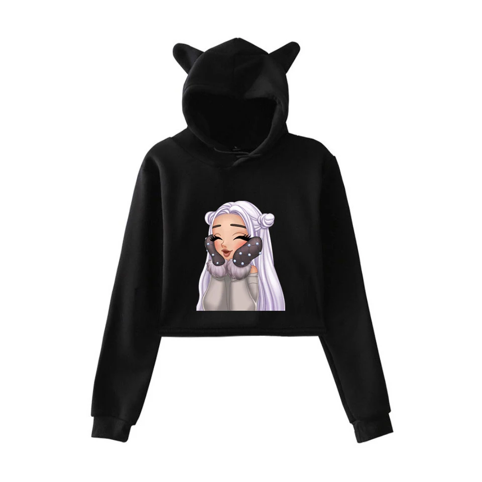 Ariana Grande Thank you next Cat Ear Свитшот HighStreet женские толстовки Повседневная модная верхняя