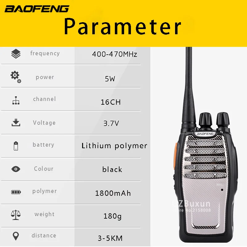 Original BaoFeng BF-A5 Walkie Talkie Pofung A5 Two Way Radio UHF 400-470MHZ 16CH Ham Radio Handheld FM Transceiver 888S Upgrade
Original BaoFeng BF-A5 Walkie Talkie Pofung A5 Two Way Radio UHF 400-470MHZ 16CH Ham Radio Handheld FM Transceiver 888S Upgrade