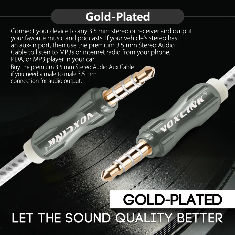 VOXLINK 3FT/1M 3.5 mm jack aux Cable for iPhone 6 Samsung 3.5mm male to male Car Audio Cable M4/PM3 Headphone Speaker AUX Cord
VOXLINK 3FT/1M 3.5 mm jack aux Cable for iPhone 6 Samsung 3.5mm male to male Car Audio Cable M4/PM3 Headphone Speaker AUX Cord