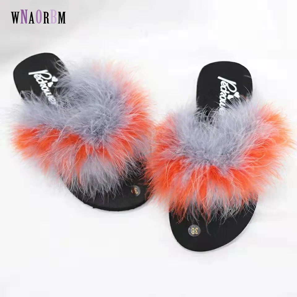New 2022 ostrich feather slippers ladies slippers soft and comfortable color matching flat flip-flops
New 2022 ostrich feather slippers ladies slippers soft and comfortable color matching flat flip-flops