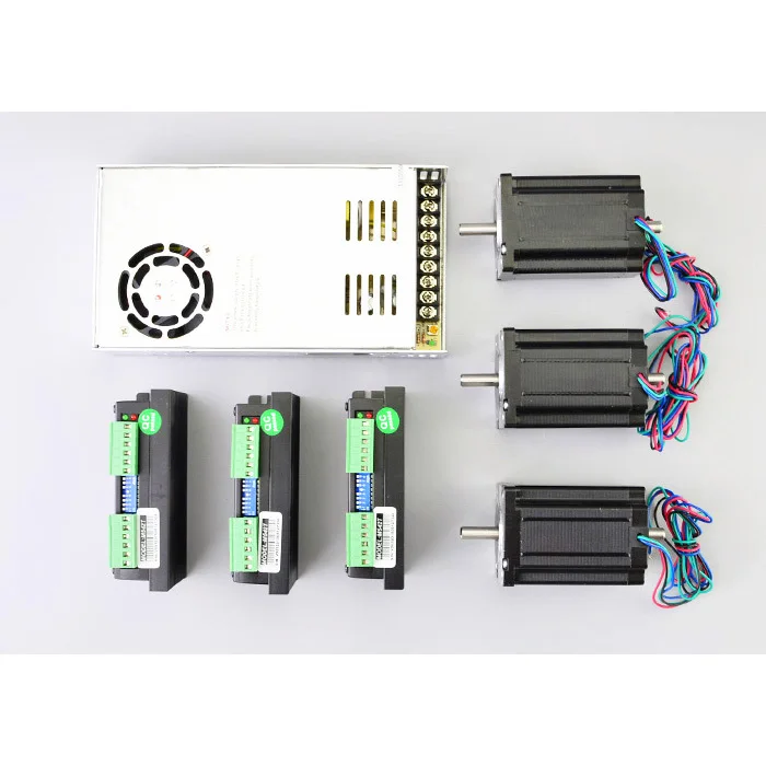 CNC Комплект 3 оси 3.1Nm (439 oz. in) комплект Nema 24 шаговый микрошаг 3.5A 350 W & M542T драйвер для