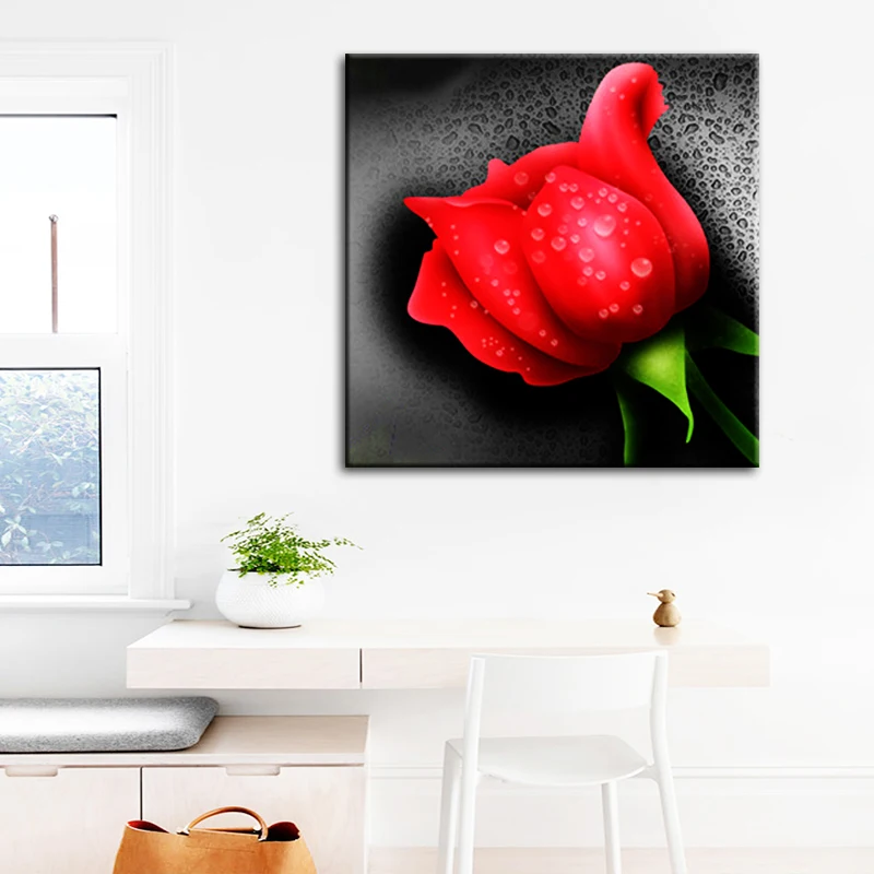 Полностью Алмазная Картина Красная роза декоративный Рисунок со стразами ручная