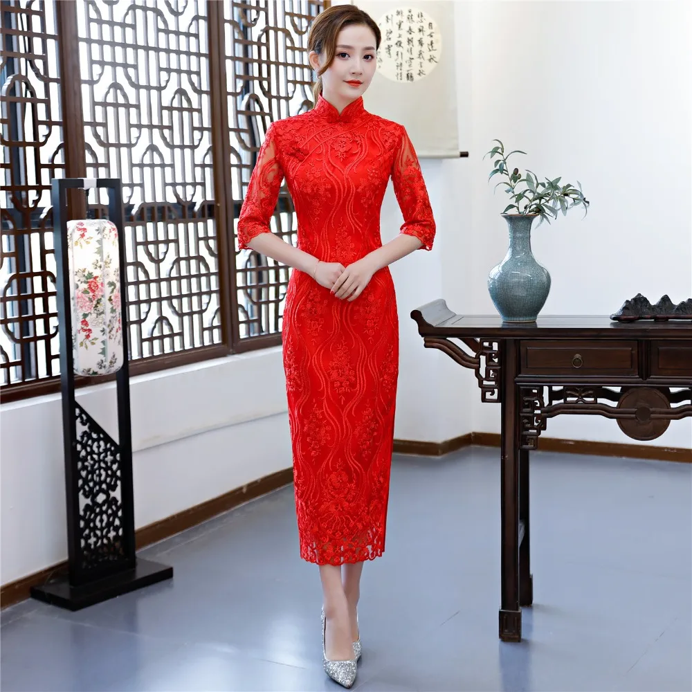 Free shipping Half Sleeve Lace Cheongsam Chinese Traditional Dress Party Long Bridal Dress Short Qipao Wedding Dress For women
Free shipping Half Sleeve Lace Cheongsam Chinese Traditional Dress Party Long Bridal Dress Short Qipao Wedding Dress For women