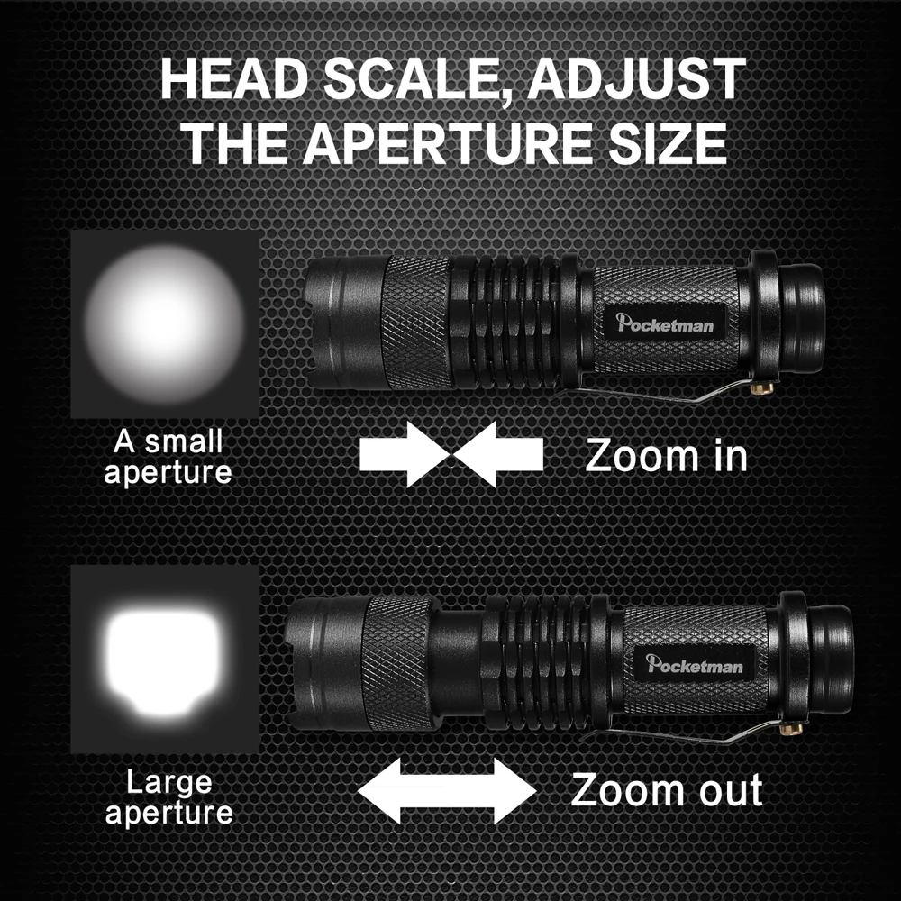 5 x LED flashlight Mini Zoomable Torch Black Tactical Flashlight with 3 Modes Portable for Repairing Camping | Лампы и освещение
