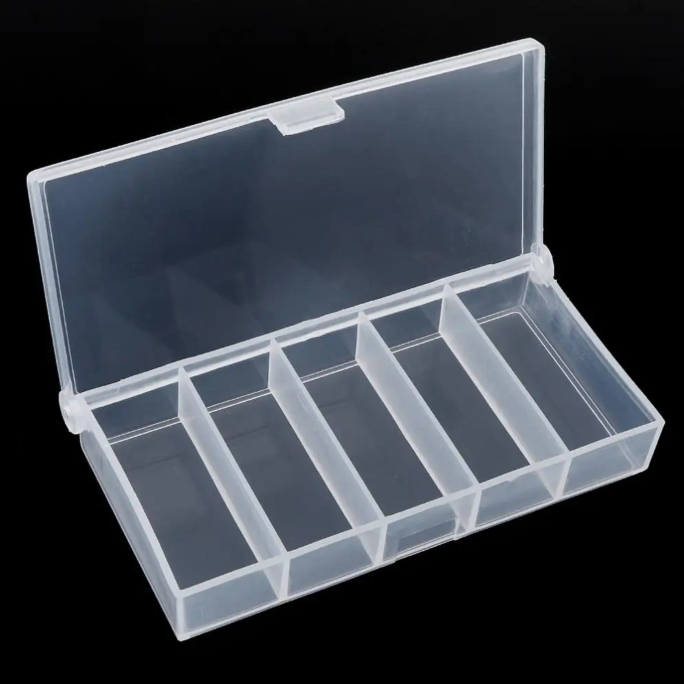 Portable 5 Grid Transparent Plastic Fishing Box for Fishing Lure Fishing hooks Accessories Connector Case Collection Tools
Portable 5 Grid Transparent Plastic Fishing Box for Fishing Lure Fishing hooks Accessories Connector Case Collection Tools
