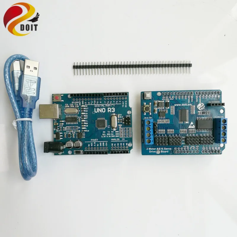 Комплект управления WIFI с макетной платой UNO R3 + Защитная плата привода двигателя для Arduino
Комплект управления WIFI с макетной платой UNO R3 + Защитная плата привода двигателя для Arduino