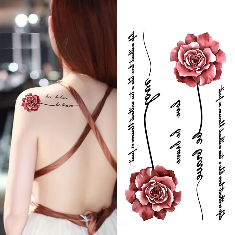 Colorful beautiful rose flower Body Art Waterproof fake english letter For Woman Flash TemporaryTattoo Stickers 10*20CM KD1036
Colorful beautiful rose flower Body Art Waterproof fake english letter For Woman Flash TemporaryTattoo Stickers 10*20CM KD1036