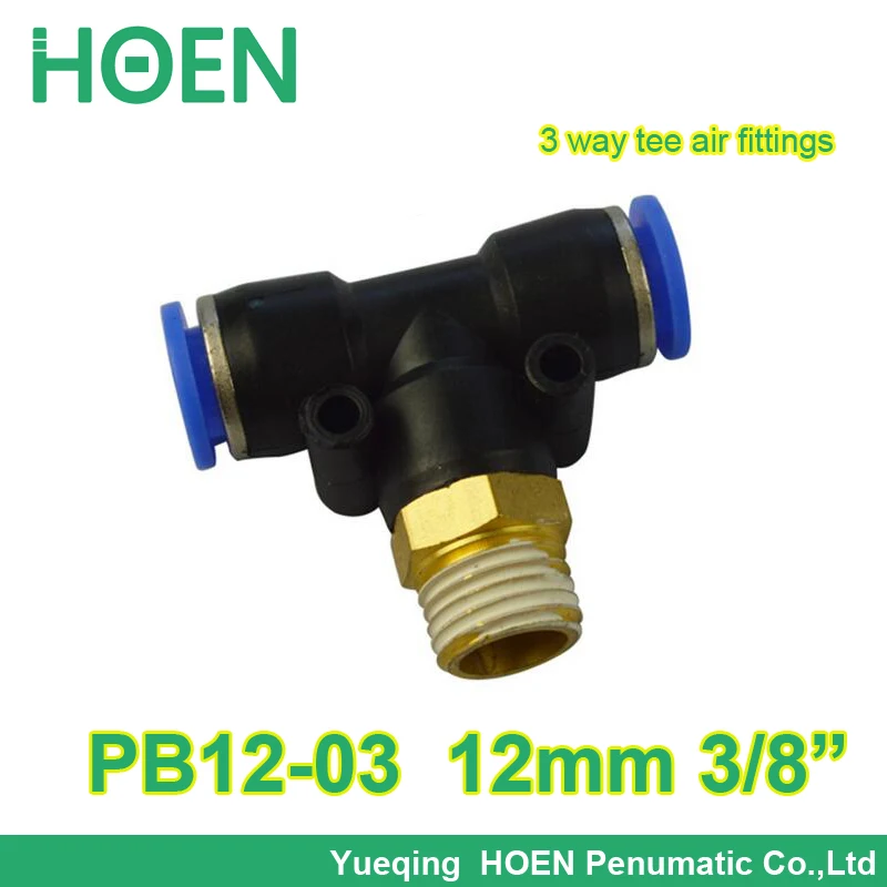 100pcs/lot 12mm thread 3/8" joint 3 way pneumatic fitting PB12-03 Push In One touch tube quick pipe tee Quick Fitting
100pcs/lot 12mm thread 3/8" joint 3 way pneumatic fitting PB12-03 Push In One touch tube quick pipe tee Quick Fitting