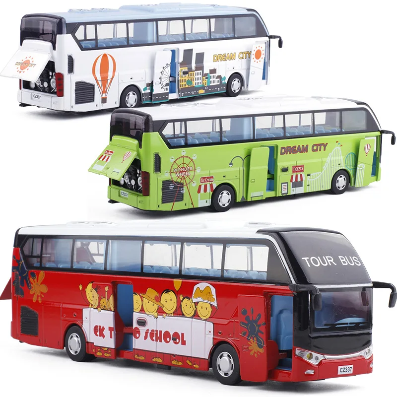 Alloy Tour Bus Model 23.5 Cm High Simulation Multiple Doors Open W/Flashing Light City Express Line #88337
Alloy Tour Bus Model 23.5 Cm High Simulation Multiple Doors Open W/Flashing Light City Express Line #88337