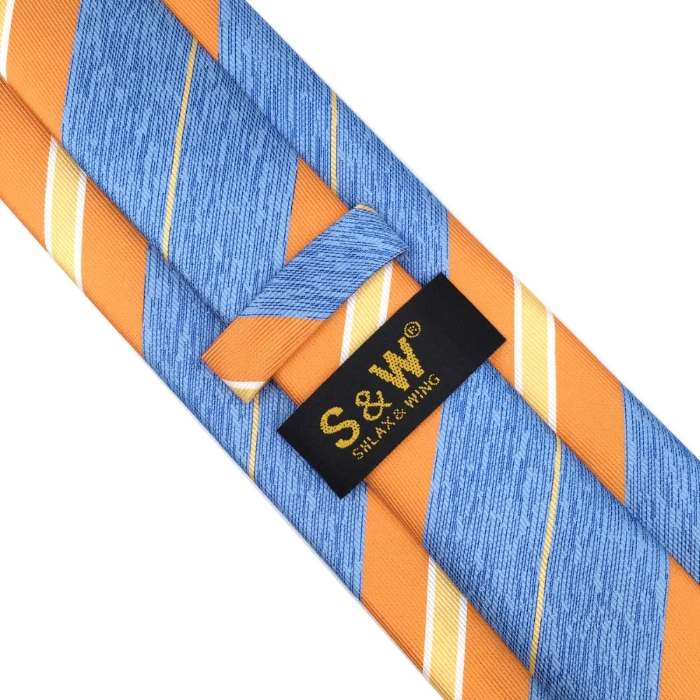 E37 оранжевый лазурный полосатый Шелковый мужской галстук набор платье