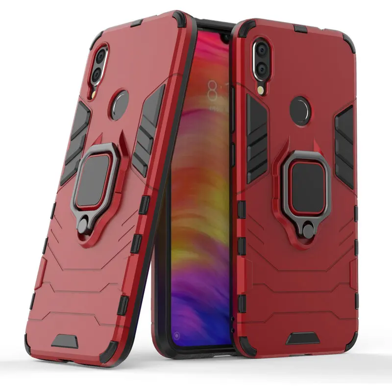 Кольцо Броня чехол для Xiaomi Redmi Note 7 Чехол магнитный автомобильный держатель