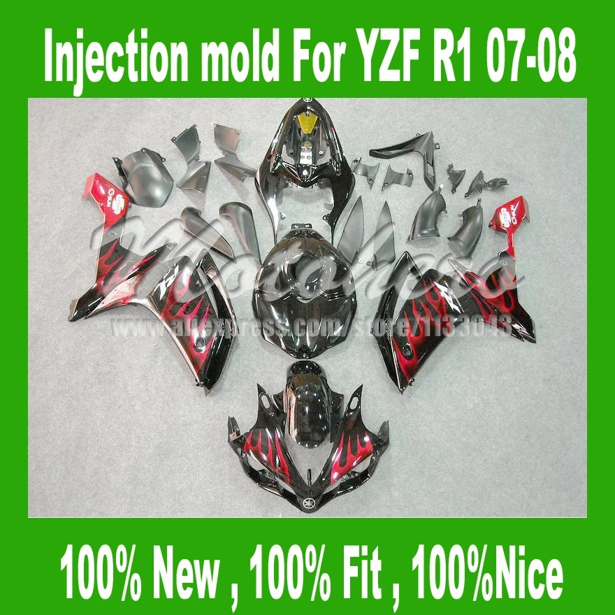 Injection red flame black for Yamaha YZF R1 07 08 2007 2008 YZF-R1 07-08 #ABS YZF1000 R1 07 08 fairings kits fairing 
Injection red flame black for Yamaha YZF R1 07 08 2007 2008 YZF-R1 07-08 #ABS YZF1000 R1 07 08 fairings kits fairing
