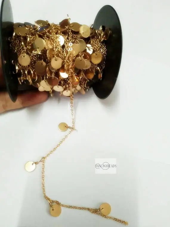 MYLONGINGCHARM Bulksale Fabulous gold dangling coin chain 10 feet unique disc coin chain raw solid brass dotted chain-F179JIN
MYLONGINGCHARM Bulksale Fabulous gold dangling coin chain 10 feet unique disc coin chain raw solid brass dotted chain-F179JIN