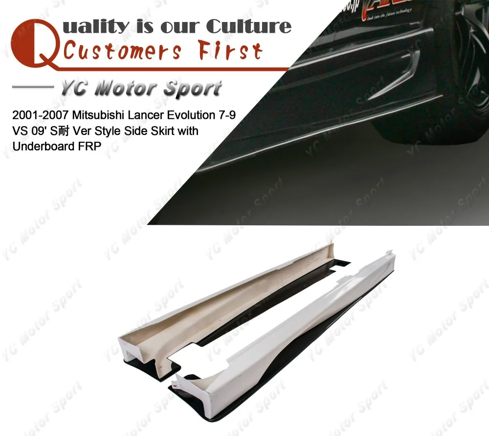 Car Accessories FRP Fiber Glass VS 09' S Ver Style Side Skirt with Underboard Fit For 2001-2007 Evolution 7-9 EVO 7 8 9
Car Accessories FRP Fiber Glass VS 09' S Ver Style Side Skirt with Underboard Fit For 2001-2007 Evolution 7-9 EVO 7 8 9