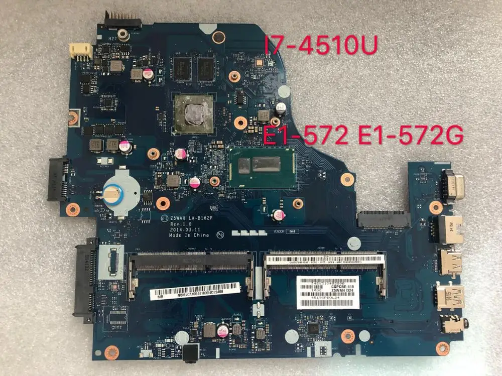 Z5WAH LA-B162P NBMLC11005 NB. I7-4510U E1-572 E1-572G MLC11.005 Para Acer ASPIRE laptop motherboard 840 M
Z5WAH LA-B162P NBMLC11005 NB. I7-4510U E1-572 E1-572G MLC11.005 Para Acer ASPIRE laptop motherboard 840 M