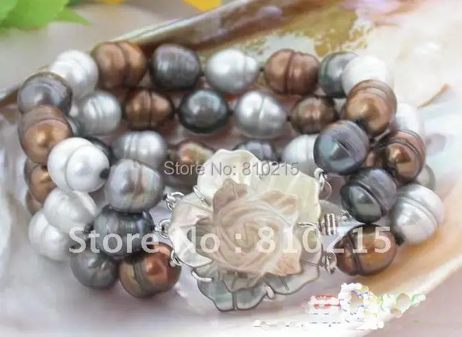 Nice Pearl Jewelry 3Rows 8inch AA 8-14MM Multicolor Rice Freshwater Cultured Pearl Bracelet Fashion Jewelry New Free Shipping
Nice Pearl Jewelry 3Rows 8inch AA 8-14MM Multicolor Rice Freshwater Cultured Pearl Bracelet Fashion Jewelry New Free Shipping
