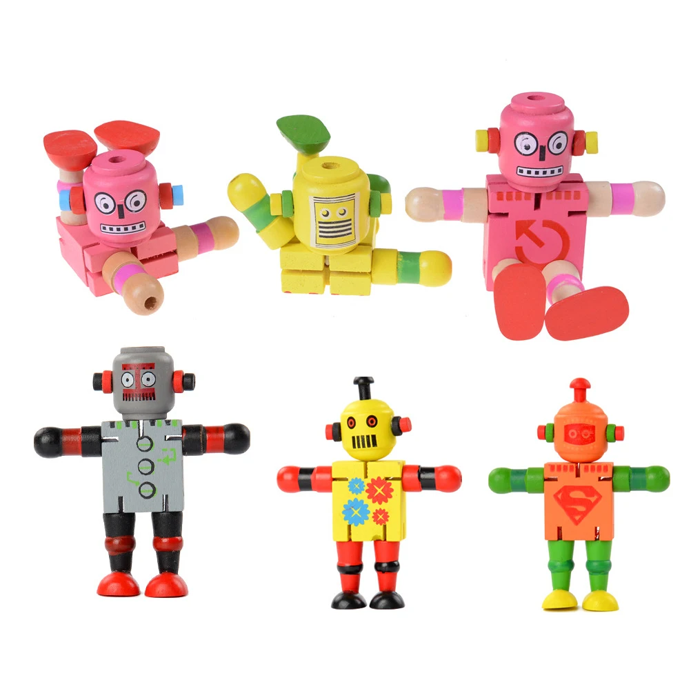 Фото 1 шт. деревянные Робот трансформации детские игрушки раннего образования