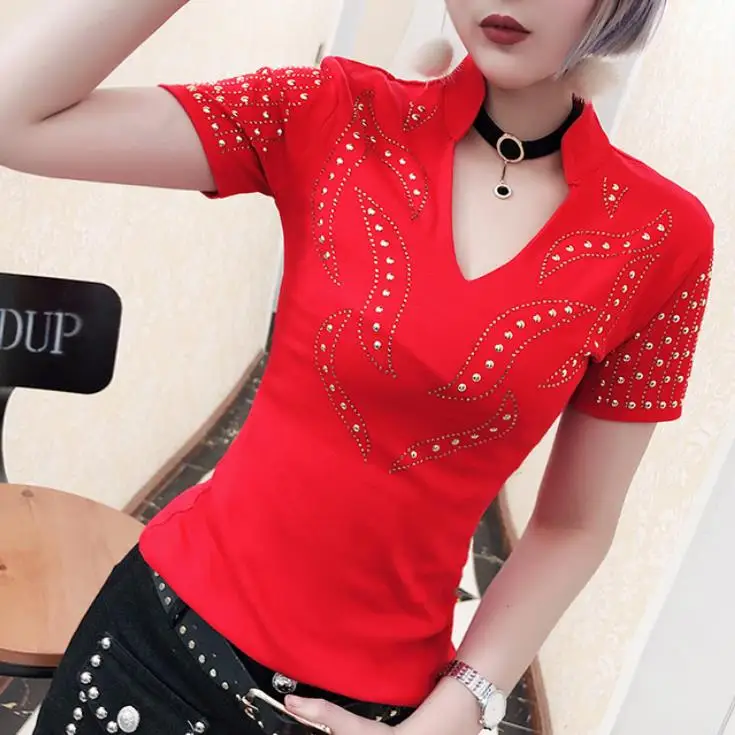Plus size 3XL!2022 summer new fashion v-neck t-shirt women hot drilling short sleeve cotton tops tees
Plus size 3XL!2022 summer new fashion v-neck t-shirt women hot drilling short sleeve cotton tops tees
